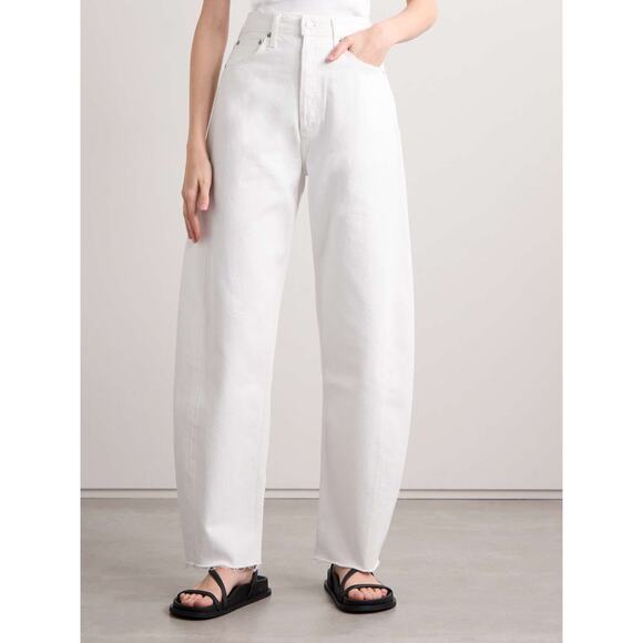Agolde Luna White Straight Barrel Leg High Rise Denim Jeans Size 26 - Picture 1 of 15